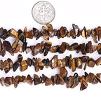 Genuine Tiger Eye Chip Beads 5-8mm Irregular Shaped Tumbled Chips Stone Crystal Loose Bead for Jewelry Making 1 Strand 32" - color: Tiger Eye