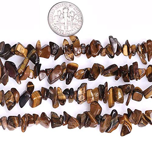 Genuine Tiger Eye Chip Beads 5-8mm Irregular Shaped Tumbled Chips Stone Crystal Loose Bead for Jewelry Making 1 Strand 32" - color: Tiger Eye