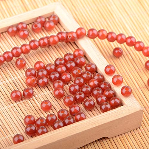 6mm Natural Crystal Beads Stone Gemstone Round Energy Healing Strand Loose Beads for Jewelry Making Bracelets Anklets Big Hole(2.0mm) 60pcs(Carnelian, 6MM) - color: Carnelian, size: 6mm