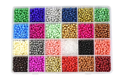 Mandala Crafts 6/0 Glass Seed Beads for Beadwork – 3600 Pcs 4mm Rainbow Round Small Rocaille Beads for Jewelry Making, Necklace Bracelet Earring Craft Supplies - color: Rainbow Combo, size: Round 6/0 or 4 mm
