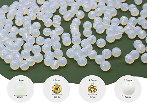 500PCS 8mm Milky White Glass Round Beads Bulk,Imitative Jade Beads Kit, Bracelet Space Loose Beads for Jewelry Making Earring, Necklaces, DIY Crafts & Gifts #351 - size: 8mm Milky White #351
