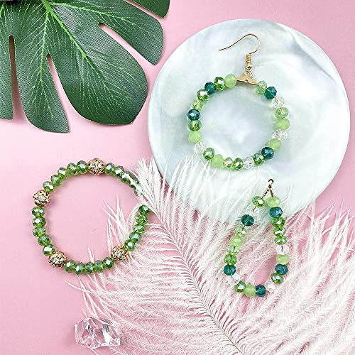 Jmassyang 6mm Crystal Glass Beads Briolette Rondelle Faceted AB Spacer Bead Sparkle Crystal Glass Beads for Jewelry Making Bracelets Necklaces Earrings(Green Mixed, 450pcs) - color: Green Mixed, size: 4x6mm