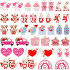 MARFOREVER 40 Pcs/20 Pairs Valentines Charms for Jewelry Making, Heart Charms for Jewelry Making Gold Enamel Red Pink Romantic Love Charm Pendants for Valentine's Day Bracelet Necklace Earrings Making - style: Valentines