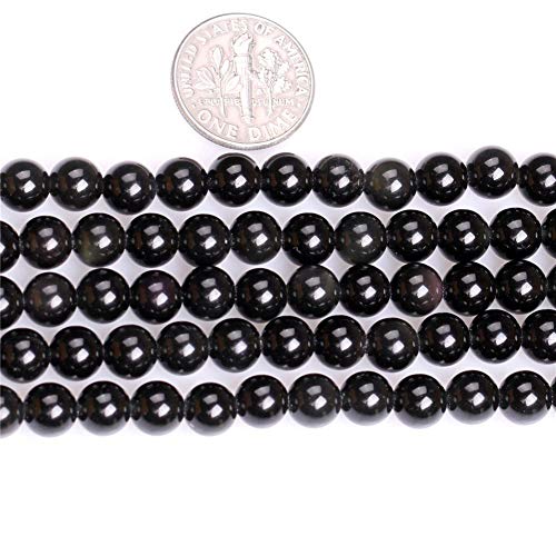 4mm Natural Black Obsidian Beads Round Gemstone Loose Beads for Jewelry Making (90-95pcs/strand) - color: Black Obsidian, size: 4mm