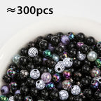 12mm Black Acrylic Beads 300pcs Grey Focal Spacer Bead Chunk Bubblegum Beads for DIY Crafting Necklace Bracelet Jewelry Making Keychain(Black&Grey) - color: black&grey