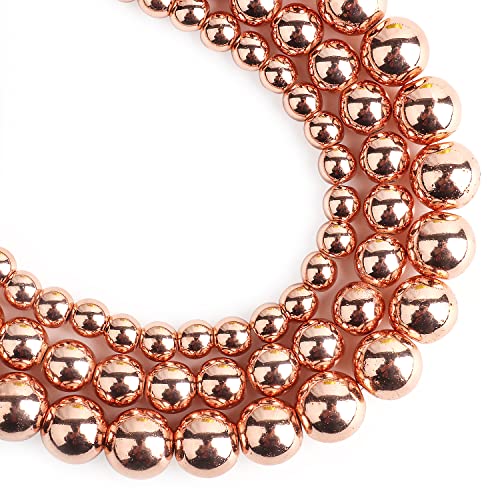 Song Xi 45PCS Rose Gold Hematite Beads 8mm Beads for Jewelry Making Gemstone Loose Stone for Crafting, DIY, Bracelet Necklace - color: Rose Gold Hematite, size: 8mm