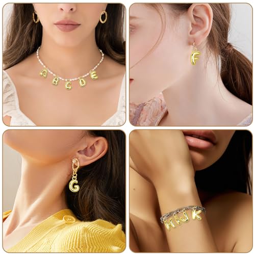 SANNIX 26Pcs Letter Charms, Initial Letter Charm for Jewelry Making, Gold A-Z Alphabet Letter Charm Pendants for Bracelet Necklace Earrings Crafts Making - style: 3D Letter