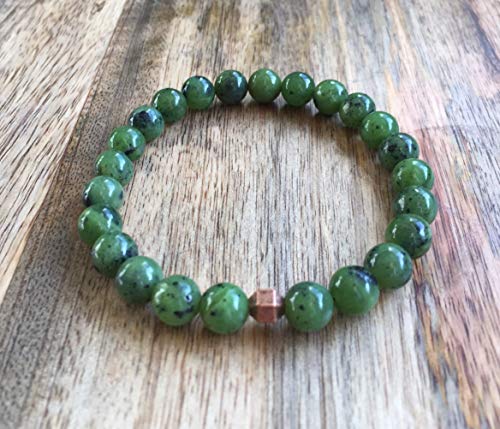 Mens Nephrite Jade Bracelet, Canadian Nephrite Jade, High Quality 8mm Canadian Nephrite Jade Bracelet, Authentic Nephrite Jade, Green Jade