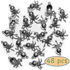 Heather's cf Silver Sea Charms – Antique Pendants, Non-Tarnish, Lead-Free & Nickel-Free, Bulk Ocean Animal Charms for DIY Jewelry, Bracelets, Necklaces, Earrings, Beach Craft Supplies (Sea Animals) - color: Octopus - 48 Pc