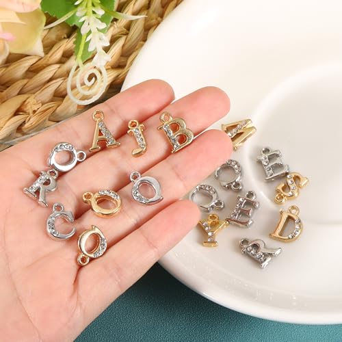 uxcell Rhinestone Letter Charm, Letter Alphabet Dangle Charm Pendant for DIY Bracelets Necklace Jewelry Making