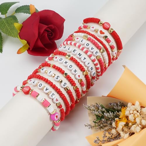 Twinfree Bohemia Beaded Bracelet for Women, Polymer Clay Stretch Bracelets - color: color 38