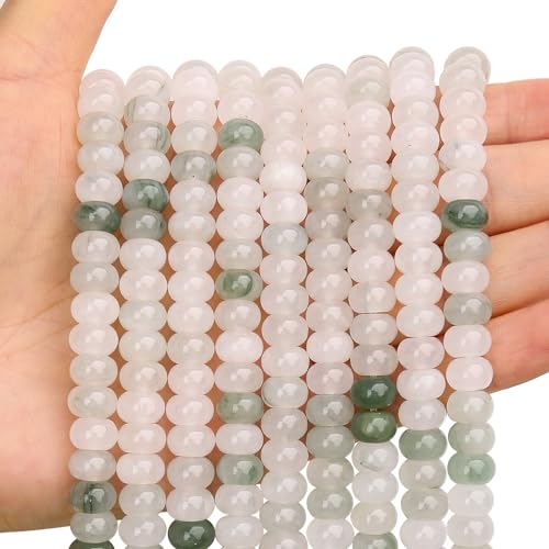 BONNY BOXX 1 Strand Natural 5 * 8mm Iceberg Jade Rondelle Beads, Natural Abacus Disk Stone Beads Loose Spacer Gemstone for DIY Bracelet Necklace Jewelry Making - color: Iceberg Jade, size: 5*8MM