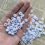 Amaney White Pony Beads with Storage Box 6x9mm Acrylic Beads 500pcs for Hair Braids Jewelry Making - color: White