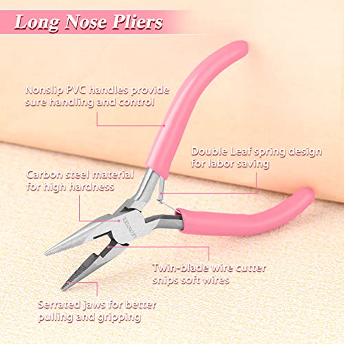 5-Inch Long Nose Pliers with Wire Cutter, Ideal for Jewelry Making, Electrical Work, and More. Durable Carbon Steel Construction, PVC Handle. 4.6 x 3.1 x 0.4" (116 x 78 x 9 mm). - style: Long Nose Pliers