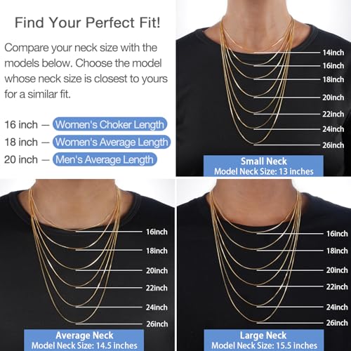 Jewlpire 1.3mm Box Chain 14K Gold Plated 925 Sterling Silver Chain Necklace for Women, Thin & Sturdy Womens Chains Necklace 14 16 18 20 22 24 26 Inches - color: 14K Gold Plated, size: 14 Inches