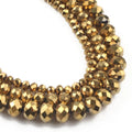 415pcs Rondelle Crystal Glass Beads 2mm 4mm 6mm 8mm Mixed Sizes, Faceted Briolette Spacer Czech Seed Loose Beads for DIY Jewelry Making (Golden) - color: Golden