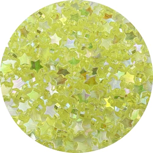 450 PCS Acrylic Star Shape Beads AB Colors Loose Pony Spacer Beads with Hole for Jewelry Making Necklace Earring Key Chains DIY Projects(Lemon Yellow AB) - color: Lemon Yellow AB