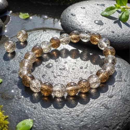 DandS ltd Crackle Lampwork Glass Beads for Jewelry Making, Champagne, Vibrant DIY Bracelets, Necklaces, Earrings, Beading Supplies & Craft Kits for Handmade Jewelry, 80pcs 0.39 inch (10mm), #J218-10 - color: Champagne