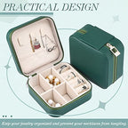 Yinkin 12 Pcs Mini Travel Jewelry Case Bridesmaid Proposal Gift Boxes, Small PU Leather Earring Organizer, Bulk Travel Accessories Portable Jewelry Holder(Green) - color: Green