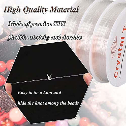 Whale Stretchy String for Bracelets, 3 Rolls Clear Elastic String for Jewelry Making 0.6mm 15mRoll Jewelry Beading Wire Crystal Craft Wire Stretch Cord for Seed Beads Pony Beads (3 Rolls)