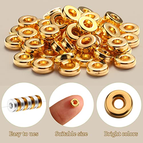 800 Pcs 6mm Flat Spacer Beads for Jewelry Making, Rondelle Disc Beads Bulk, Gold & Mixed Color Bead Spacers for Bracelets Necklaces DIY Crafts(Gold, Silver) - color: Gold, Silver