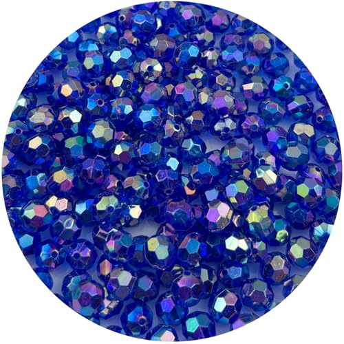 400 Pcs 8MM Round Faceted Acrylic Beads AB Color Transparent Crystal Acrylic Beads Round Bicone Beads for Jewelry Making, Bracelets Necklaces Earrings Wind (123- Sapphire AB) - color: 123- sapphire AB, size: 8MM