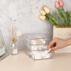 BTSKY Clear Acrylic Storage Organizer with Drawers, 3-Layer Desktop Organizer for Office Essentials, Multi-Purpose Stackable Container for Bathroom Vanity, Desk Makeup Jewelry Container Storage Box - size: 3-layer