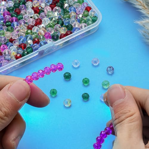 500PCS 6mm Round Crystal Glass Beads Faceted Spacer Beads Bulk for Jewelry Making Bracelets Necklace Earring Pendants Craft (Grass Green) - color: Grass Green, size: 6mm