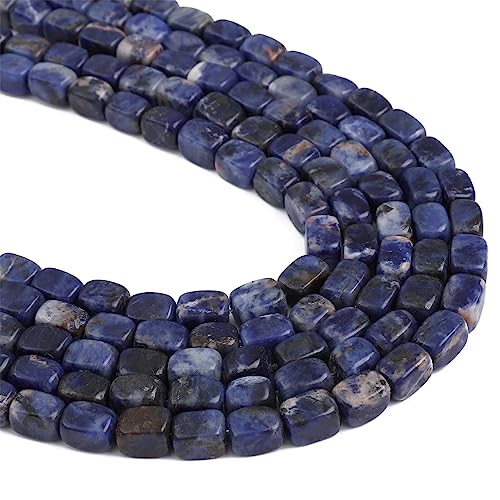 BEADIA Natural Blue Sodalite Cuboid Stone Loose Semi Gemstone Beads for Jewelry Making 8mmx12mm 38cm/Strand - color: Blue Sodalite, size: 8mm X 12mm