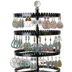 IDavosic.ly 6-layer rotating earring holder storage rack, adjustable plastic pendant display stand with 348 grooves on the tree strap, large circular storage tower, black - color: A Black