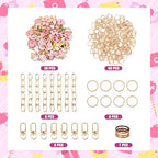 HOMAR 105Pcs DIY Keychain Making Kit Bag Charm Jewelry Chain Making 30 Pink Charms 8 Keychain Clips with Key Ring 8 Extender Chains 50 Jump Ring for DIY Craft Gifts - color: Pink-105PCS