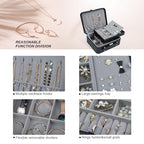 Large Jewelry Travel Organizer, 2 Layers Jewelry Box with Tray Black - color: Fashion Black
