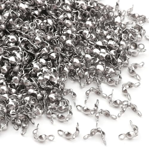 304 Stainless Steel End Caps 2.5x5mm 600pcs Knot Covers for Jewelry DIY Making and Repairing - color: End Caps, size: 2.5x5mm