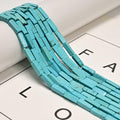32 Pcs 4x13mm Blue Turquoise Stone Bead Rectangle Tube Loose Gemstone Beads for Bracelets Jewelry Making Crafts Adults - color: Stabilized Turquoise, size: 4x13mm