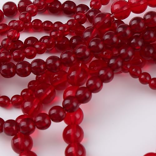 Natural Bloody Red Glass Beads Gemstone Round Crystal Energy Jade Beads Stone Beads for Jewelry Making DIY Bracelet Necklace Jewelry Making 1 Strand 15.5inch 38PCS 10MM - color: Bloody red glass, size: 10MM
