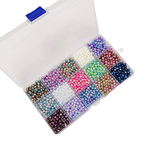 Chenkou Craft 2250pcs 5mm Assorted 15 Colors No Hole Round Ball Bead Scrapbooking Craft DIY Beads Decoration + Plastic Box (Gradient Colors, 5mm) - color: Gradient Colors, size: 5mm