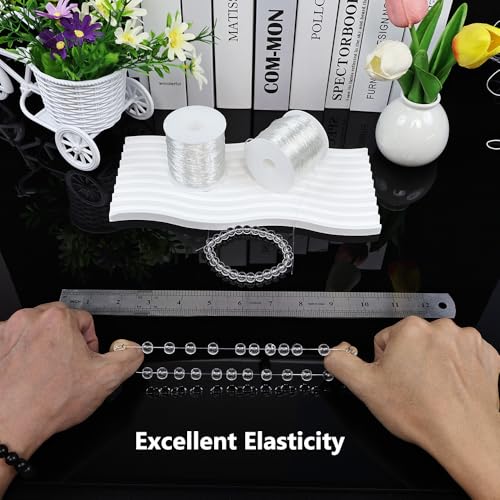 1 mm Stretchy Bracelet String, 2 Rolls Durable Elastic String, Clear Bead Cord for Bracelets, Necklaces, Beading, and Jewelry Making (200 m) - size: 1 mm