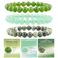 NCB 2.3-Piece 4mm Natural Crystal Gemstone Stretch Bracelets – Handmade Reiki Energy Healing Jewelry for Meditation,Yoga, Unisex - color: 3PCS ( Green Jade+Green Aventurine+Taiwan Jade ), size: 8mm