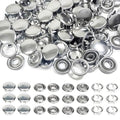 100 Sets Metal Snap Buttons, Sterling Silver Solid Sewing Snaps for Fabric, Prong Snap Button Kits for DIY Crafting Clothing Sewing (9.5mm / 400 PCS) - color: Solid Silver