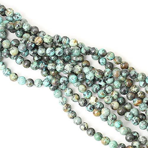 45PCS 8mm Natural African Turquoise Stone Gemstone Round Loose Beads for Jewelry Making DIY Bracelet Necklace Materials 1 Strand 15" - color: African Turquoise Stone, size: 8mm