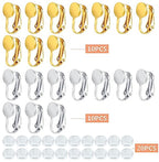 20pcs Clip-on Earring Converters Brass Round Flat Back Tray Earring Clips Components with Silicon Earring Pads for DIY Earrings Design Jewelry Making Findings, Gold and Silver - color: Silver,Gold