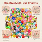 Keychain Charms Bulk 30pcs mixed Cute 3D Charms for Keychain Making for Bracelet Earring Jewelry Making DIY Crafts Includes Animal Food Fruit Flower Designs - color: Mix Random