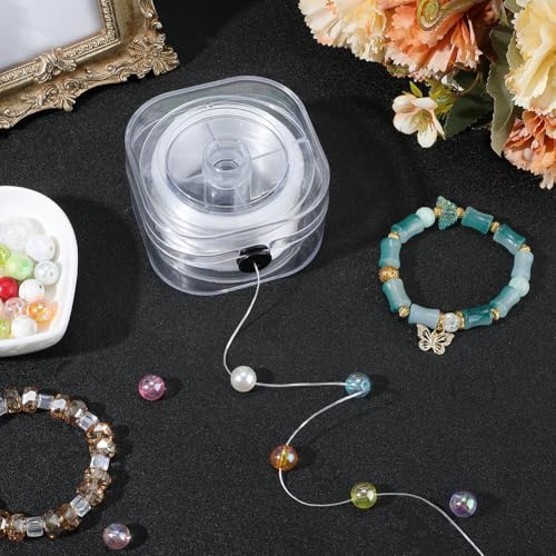 1 Roll 0.8MM Crystal Elastic Strings TPU Thread White Clear Stretch Flat Round Sturdy Transparent Arts Sewing Accessories Cords for Jewelry Making Beading Bracelet Necklace Diy Craft Supply - size: 0.8mm 87.49 Yards