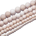 AD Beads Beautiful Natural Matte Gemstone Round Spacer Loose Beads 4-12mm (4mm, 19 Matte Fossil) - color: 19 Matte Fossil, size: 4mm