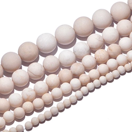 AD Beads Beautiful Natural Matte Gemstone Round Spacer Loose Beads 4-12mm (4mm, 19 Matte Fossil) - color: 19 Matte Fossil, size: 4mm