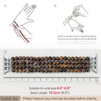 Newlibery Natural Stone Bracelet Beaded-Bands Women Compatible with Apple Watch 38mm 40mm 41mm 42mm (S10/11) Feminine Cute Handmade Stretch Strap for iWatch Series 11/10/9/8/7/6/5/4/3/2/1 SE 3/2/1 - color: A6 Tiger's Eye, size: 38/40/41/42mm(S10/11)