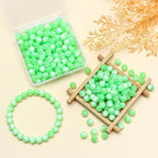 200pcs Glass Beads, 8mm Crystal Round Glass Beads for Bracelet, Jewelry Making, DIY Crafts, Single Box (Green) - color: Green