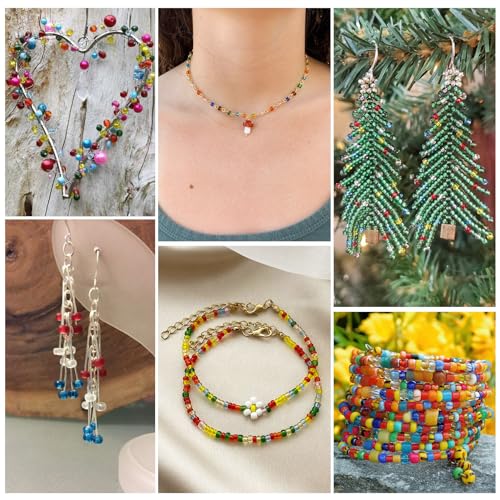 Craftdady 6/0 Glass Seed Beads 4mm About 4500Pcs Transparent Silver Lined Small Round Pony Loose Spacer Beads Random Mixed Colors for Jewelry Making Hole: 1.5mm