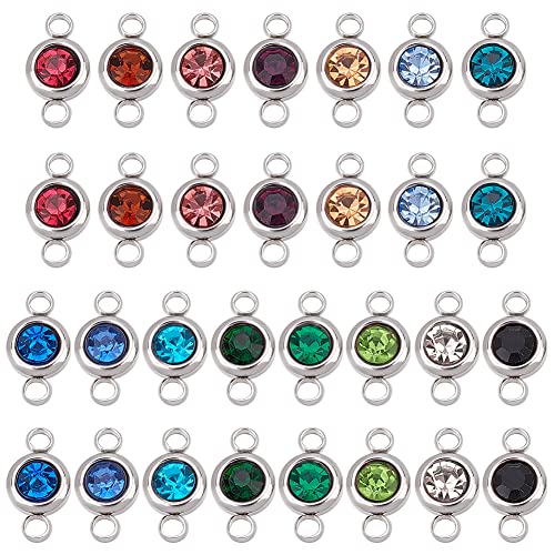 UNICRAFTALE Rhinestone Charms Pendants Link Connectors Birthstone Charms Crystal Glass Linking Pendant Diamond Connectors for Earring Necklace Bracelet Jewelry Making