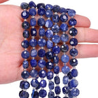 8×5mm Blue Sodalite Natural Stone Beads for Jewelry Making About 35-40pcs 1 Strand 15" Drilled Flat Faceted Cabochon Gemstone Beads for Bracelets Necklace DIY Crafts - color: Blue Sodalite